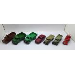 Seven Dinky Toys die-cast model vehicles