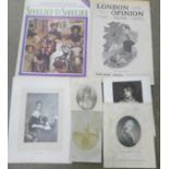 Suffragette ephemera including engravings and London Opinion magazine, 16/3/1912