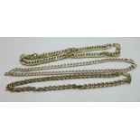 Three silver chains, 136g