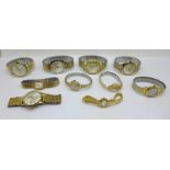 A collection of ten vintage wristwatches; five gentlemen's comprising Ingersoll, Avia, Montine,