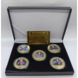 Five 2020 USA President Joe Biden commemorative coins, 99.9% 24k gold plated collection, in case