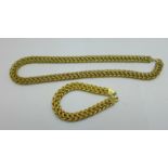 A hallmarked silver gilt necklace and matching bracelet, both also marked '925 & 9ct Bonded Gold',