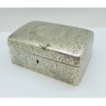An American sterling silver jewel casket, marked sterling, with monogram and inscription on the