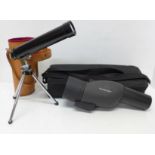 A spotting scope, marked Visionary-50ST, with tripod and bag, and a 30x30mm Orbit telescope, cased