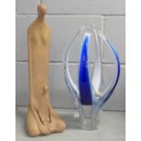 A studio glass sculpture and a terracotta sculpture by Simone Massoud**PLEASE NOTE THIS LOT IS NOT