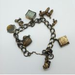 A silver charm bracelet, 46g