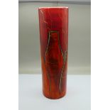 Anita Harris Art Pottery, Tall Vase in the 'Potteries Past' design, 28cm, signed in silver on the