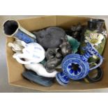A box of china, stoneware and resin animals **PLEASE NOTE THIS LOT IS NOT ELIGIBLE FOR POSTING AND