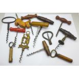 A collection of corkscrews