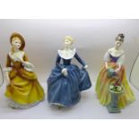 Three Royal Doulton figures, Fragrance, Sandra and Alexandra