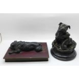 Two cast bronze dogs, one marked Giuseppe Firenze, Florence