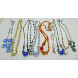 Ten vintage necklets