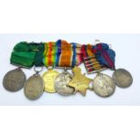 Six medals; Queen's South Africa medal with four clasps to 7026 Pte. A.E.J. Parker 2nd East