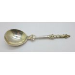 A late Victorian silver apostle spoon, London 1896, F B Thomas & Co., 93g, 20cm