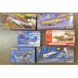Six model aircraft kits including Airfix and Revell