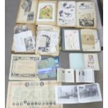 Paper ephemera; box of ephemera containing three scrap books of 1930's and 1940's clippings