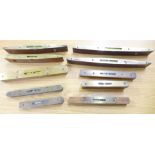 Ten brass and wooden spirit levels, Rabone, Marples and others