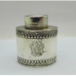 A silver tea caddy, Sheffield 1900, with monogram, 61g