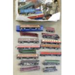 A box of Hornby Dublo OO gauge model rail, locomotives, coaches and track