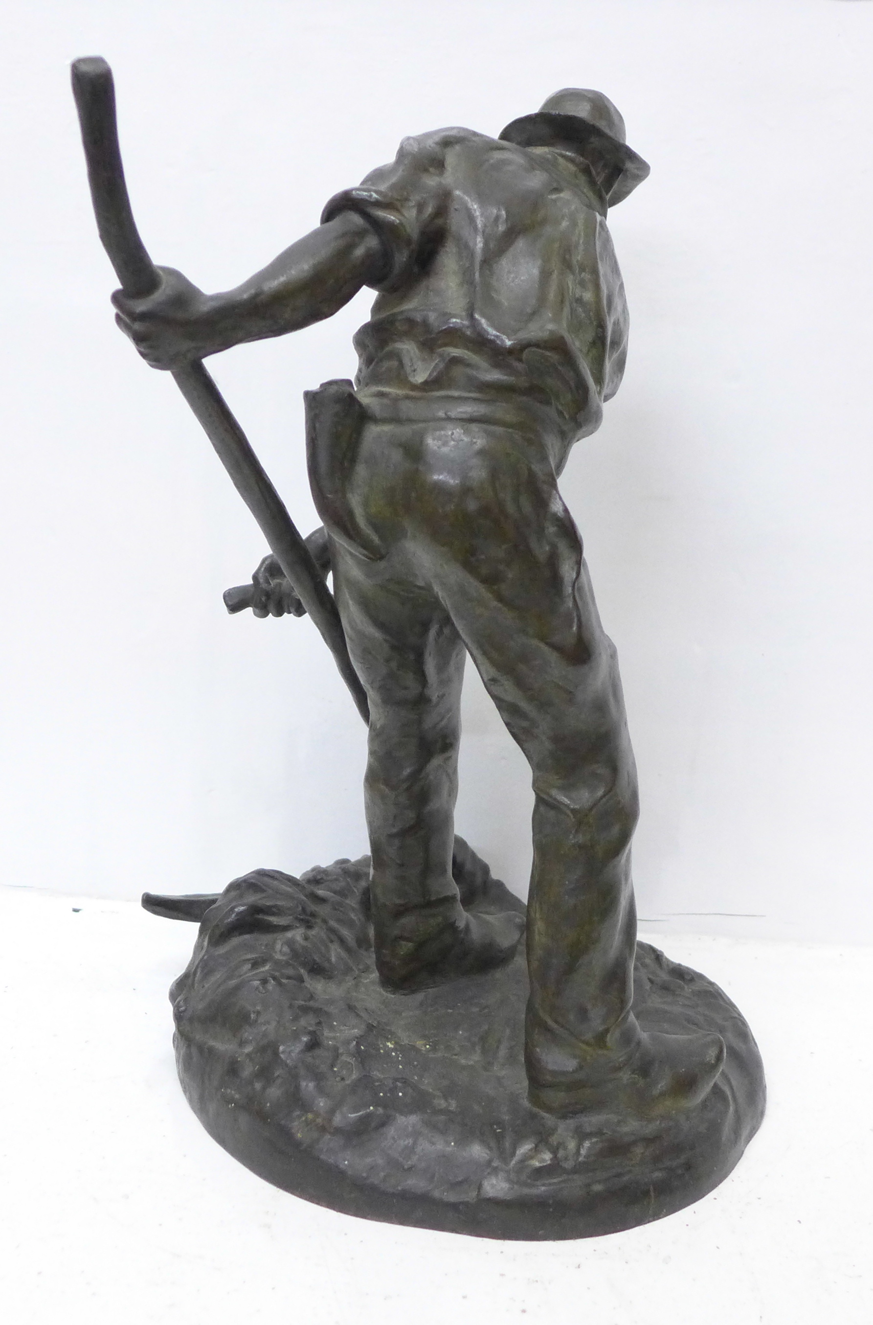 After Paul Richer, a 19th century bronze figure of a reaper, 'le Faucheur', standing on a - Bild 5 aus 5