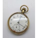 A gold plated pocket watch, a/f