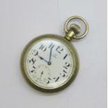 An Omega top wind pocket watch, screw front opening