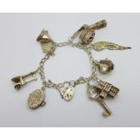 A silver charm bracelet, 46g