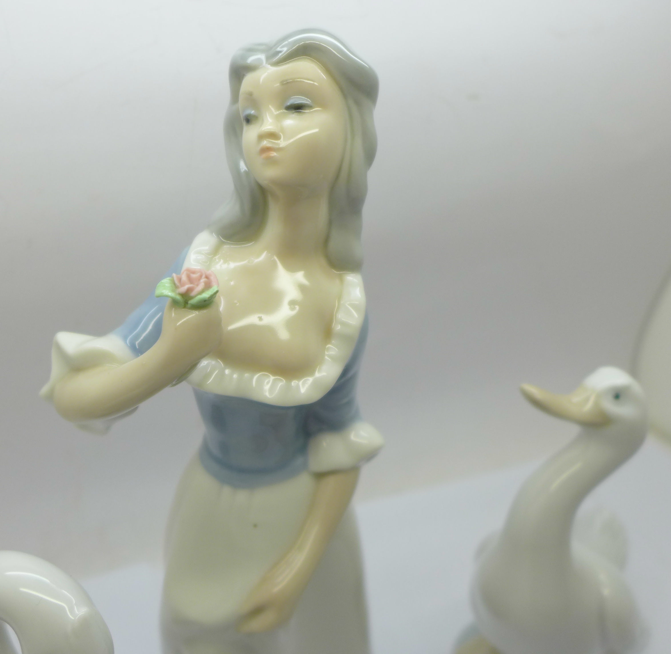 Two Nao by Lladro geese figures and a Spanish figure of a woman - Image 2 of 6