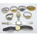 Nine wristwatches, including Certina, Seiko 5 automatic and Superoma