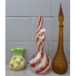 Two glass vases and a Radford wall pocket **PLEASE NOTE THIS LOT IS NOT ELIGIBLE FOR POSTING AND