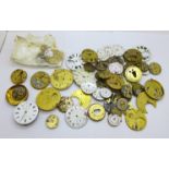 Pocket watch movements, dials and parts