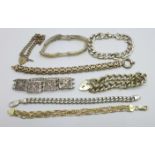 Eight silver bracelets, one marked Orlandini, 226g