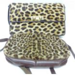 Two animal skin handbags, leopard and one other