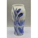 Anita Harris Art Pottery, Delta vase in the blue and white Lustre Dragonfly design, 18cm, signed