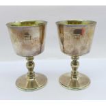 A pair of silver goblets, 281g