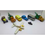 Seven Dinky Toys die-cast model vehicles