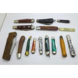 Fifteen pocket and penknives