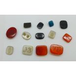 Thirteen seal stones, one a/f