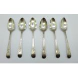 A set of six Georgian silver spoons, 77g