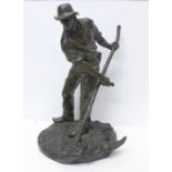 After Paul Richer, a 19th century bronze figure of a reaper, 'le Faucheur', standing on a