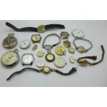 Wristwatches including Oris, pocket watches and a Waltham Royal movement