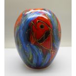 Anita Harris Art Pottery, Delta vase in the Fish design, 16cm, signed in gold on the base