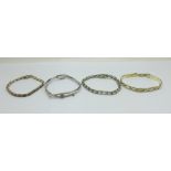 Four silver bracelets, 55g