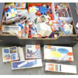 A box of vintage and later Lego, some boxed