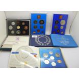 Four Royal Mint proof coin sets; years 1972, 1977, 1983 and 1988