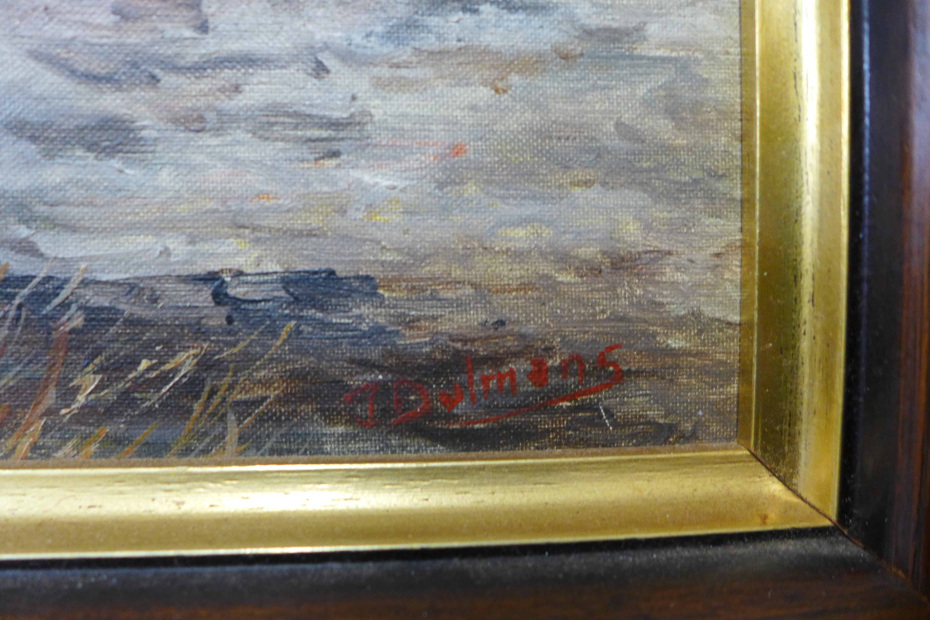 Dutch School, dockyard, oil on panel, indistinctly signed, 28 x 23cms, framed - Bild 3 aus 3