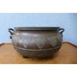 A large Chinese bronze censer, 17cms h x 28cms d