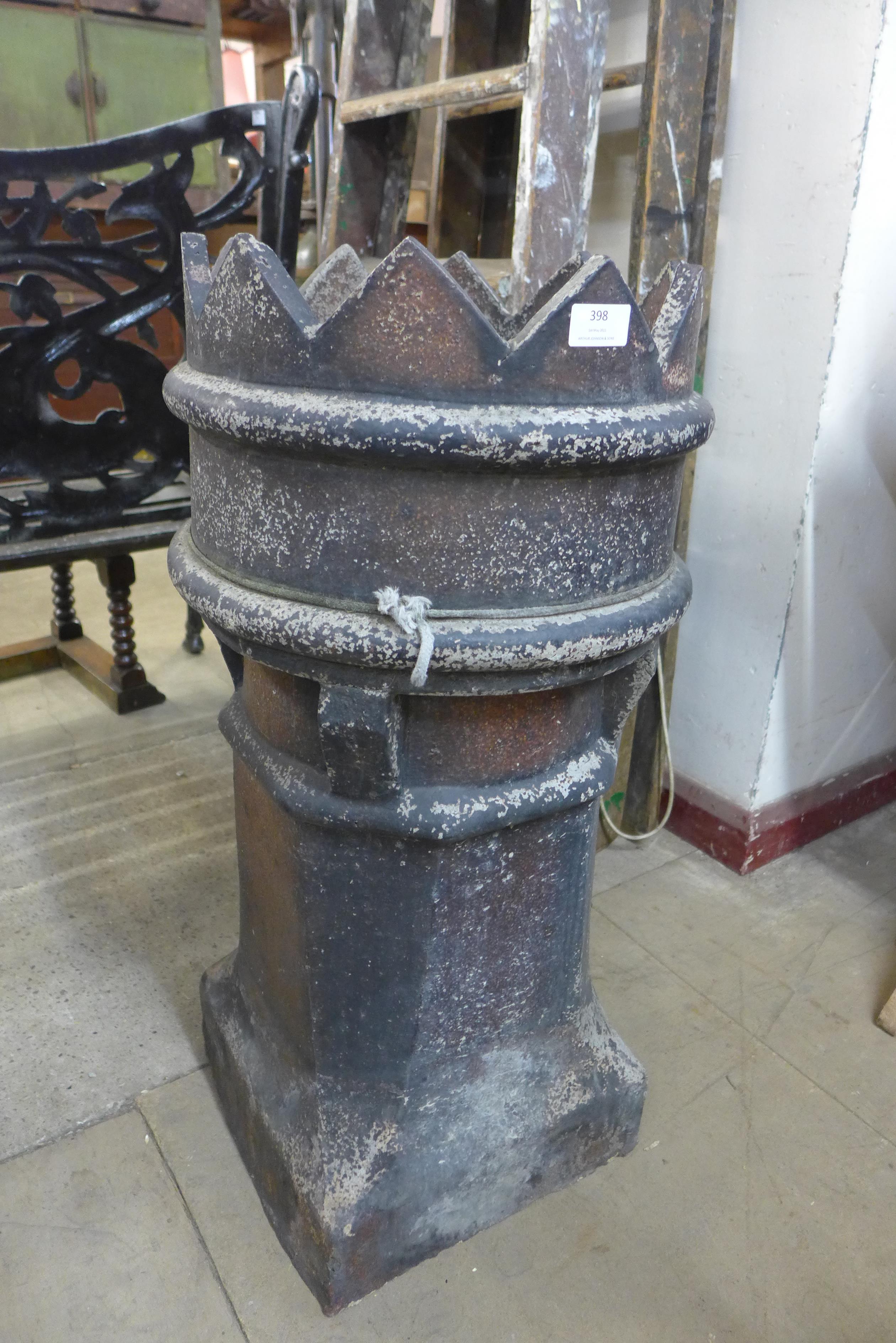 A Victorian salt glazed crown chimney pot