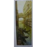 A signed limited edition colour etching, The Bridge of Sighs, Venice, framed