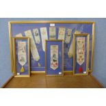 Four framed sets of vintage bookmarks